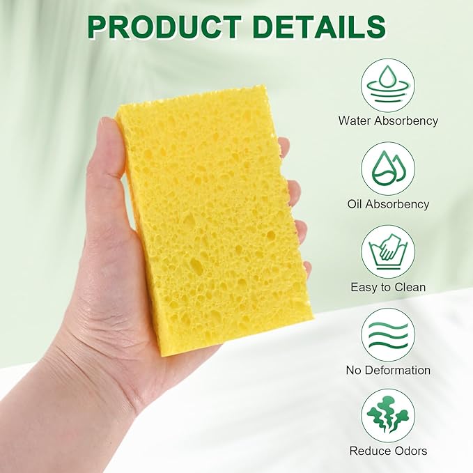 M METERXITY 1-Set Kitchen Sponges, Condense Eco Cellulose Non-Scratch Scrub Heavy Sponge for Kitchen/Household/Bathroom, Clean Tough Messes Dish Scrubber [Multicolor]