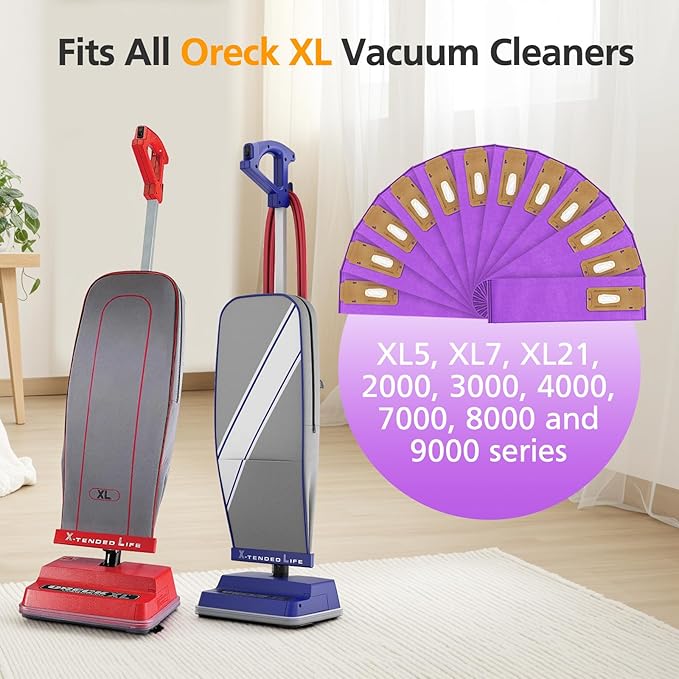12 Packs Vacuum Bags for Oreck Type CC, Compatible with All Oreck XL Upright Vacuum Cleaner - Replaces Part # CCPK8DW