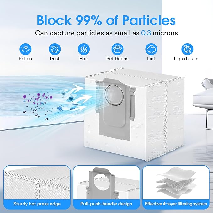 MIXEAL Q5 Max+ Accessories Compatible with Roborock Q8 Max/Q8 Max+, Q5 Pro/Q5 Pro+,Q5 Max+,Q5 DuoRoller+ Robot Vacuum,2 Main Brushes,6 Side Brushes,6 Filters,6 Bags,2 Tools