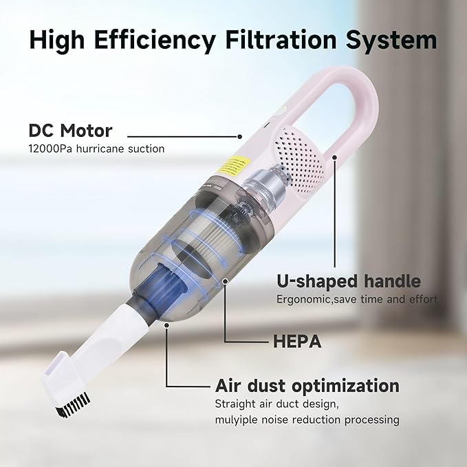 TROURAY Handheld Vacuum Cleaner,Ultra-Lightweight Mini Portable Vacuums for Home, 6 in 1 Stick Vac Cleaners for Car,Pet Hair(Green Cordless)
