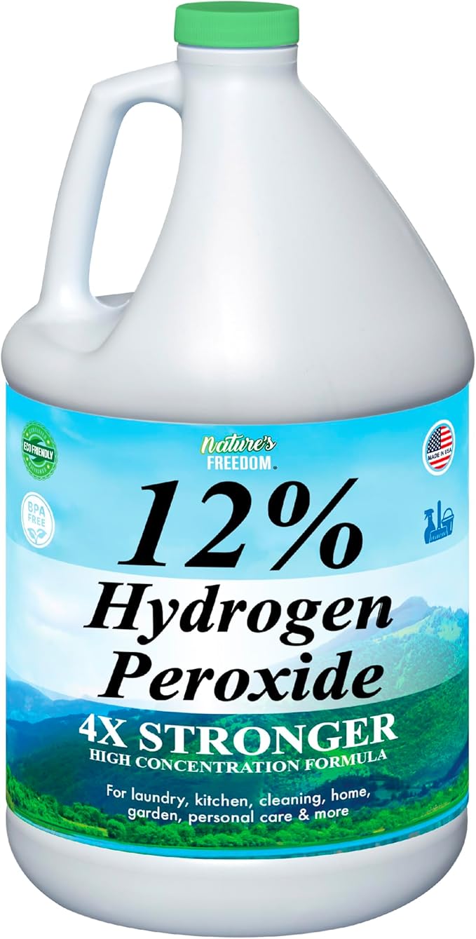 Nature's Freedom 12% Hydrogen Peroxide, Food Grade H2O2 and Purified Water Only, 1 Gallon Solution