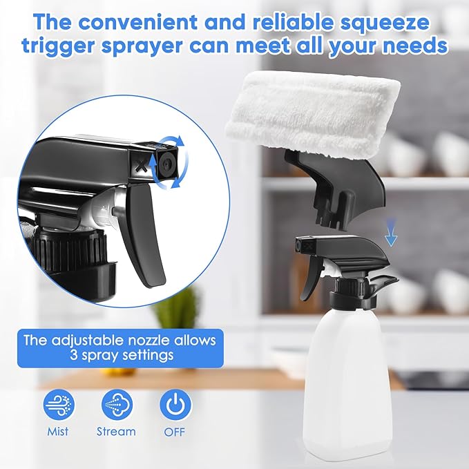 Window Vacuum Squeegee Cordless, Handheld Window Vac with Multi-Purpose Spray Bottle & Microfiber Cloth, Electric Cleaning Tool for Windows, Tiles, Mirror, Countertop, Car Windshield (White-Black)