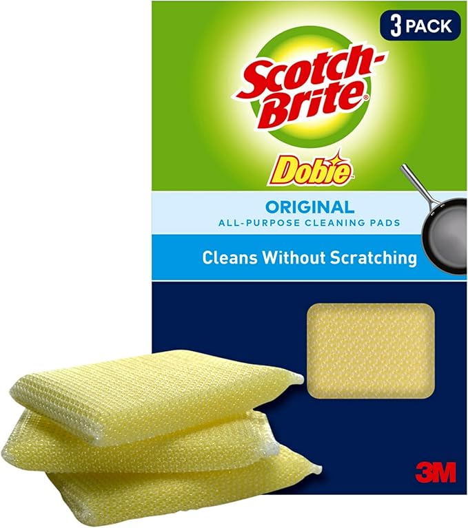 3M Scotch-Brite Dobie All Purpose Pads, 3Count (Pack of 4) Total 12 Pads