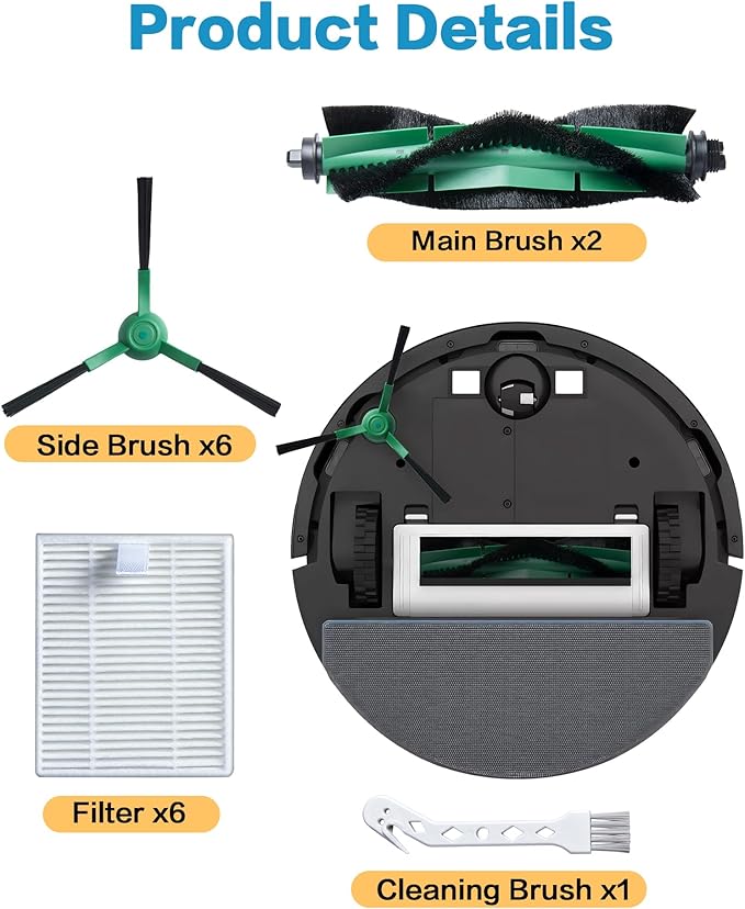 Replacement Parts for iRobot Roomba 104/105 Vac/Combo Q0120 Q0110 Combo Essential Y0140 Y0112 Y0110, 15 Pack Quality Accessories for Better Cleaning Performance