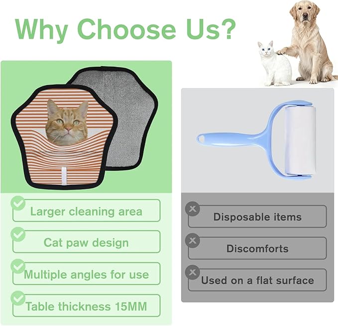 Personalized Pet Hair Remover Glove for Dogs & Cats - Custom Photo & Name Magic Brush for Dog Cat Hair Removal, Reusable Electrostatic Pet Hair Gloves for Furniture Carpet Couch, Orange Stripe