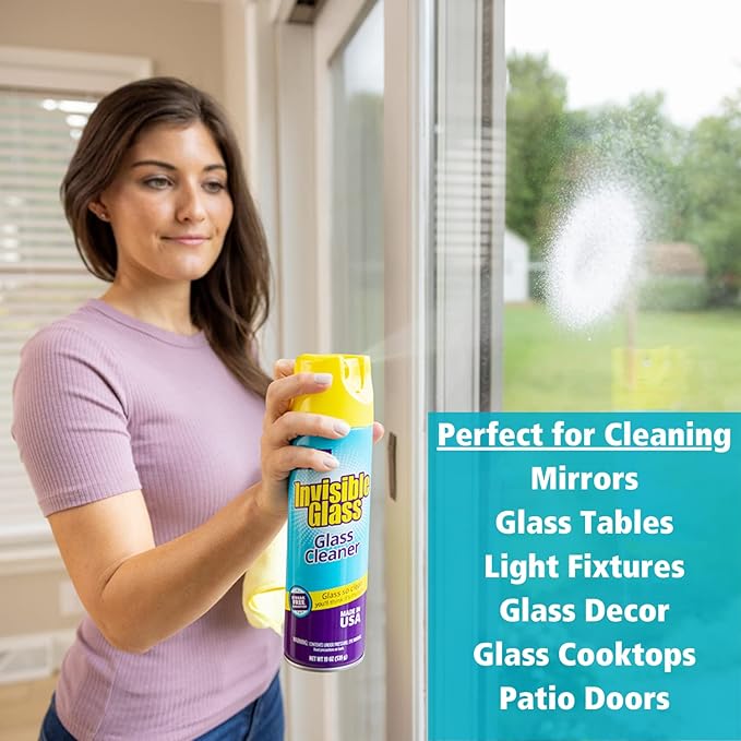Invisible Glass 91160-4PK Premium Glass and Window Cleaner for Auto and Home Cleans Glass, Windows, Glass Cooktops, Patio Doors, and More, Streak-Free, Ammonia-Free, Tint-Safe, 19 Oz, Pack of 4
