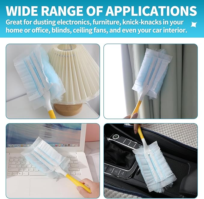 FURCIELOS Disposable Microfiber Feather Duster Refills, Multi-Surface Duster Compatible with Swiffer Dusters Handle, 30 Count(Unscented, Pack of 1)
