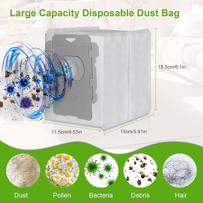 APZOVO 20 Pack Vacuum Bags for iRobot Roomba i7, i7+, i8, i8+, i3, i3+, i4, i4+, i5, i5+ i6, i6+, j5, j5+, j6, j6+, j7, j7+, j8, j8+, j9, j9+, s9, s9+, Replacement Bag for Roomba i & s & j Series