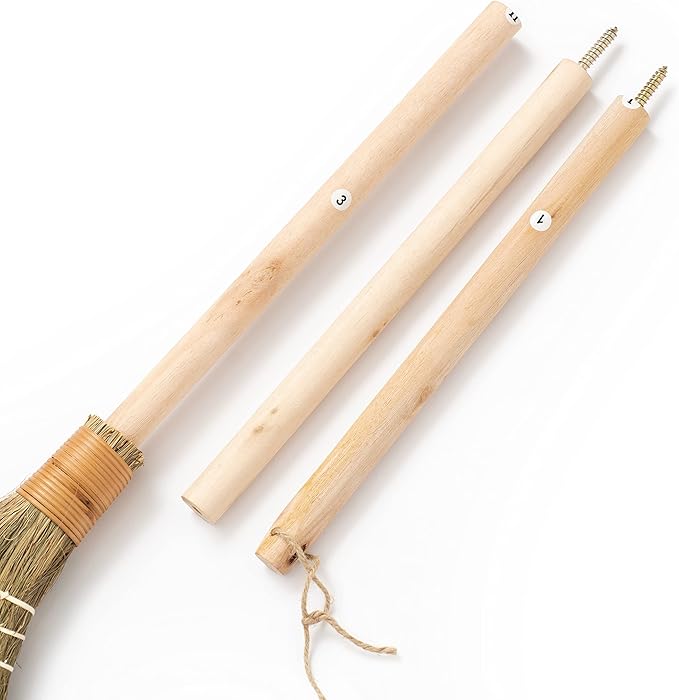 TTS For Home Handmade Whisk Sweeping Broom - Vietnamese Soft Straw Broom for Cleaning - Decorative 9.45" Width, 52.37" Length