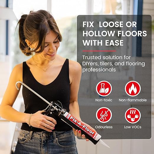 Original Fix-A-Floor Loose Tile Repair Adhesive for All Tile, Ceramic, Marble, Stone & Wood. Custom Tip for All Grout Sizes 10.1 oz-Pack of 2 *for Best Results Use The Proven Power of a Caulk Gun*