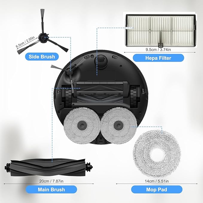 JoyBros Accessories for Dreame L10s Ultra Heat ONLY; X30 Ultra mops/Wipes X6; dust Bag X4; Filter HEPA X4; Main Brushes X2; Side Brushes X4 Spare Parts