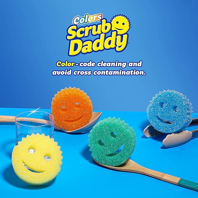 Scrub Daddy Sponge Set - Colors - Scratch-Free Scrubbers for Dishes and Home, Odor Resistant, Soft in Warm Water, Firm in Cold, Deep Cleaning, Dishwasher Safe, Multi-use, Functional (6 Count)