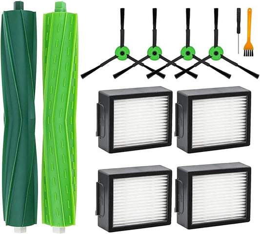 Replacement Parts for iRobot Roomba i1+/i2+/i3+/i4+/i5+/i6+/i7+/i8+/j5+/j6+/j7+/j8+/e5/e6/e7, i & j & e Series Vacuum Cleaners 1 Set Brush Roller | 4 Side Brushes |4 Filters (Not for Combo j7+ j9+)