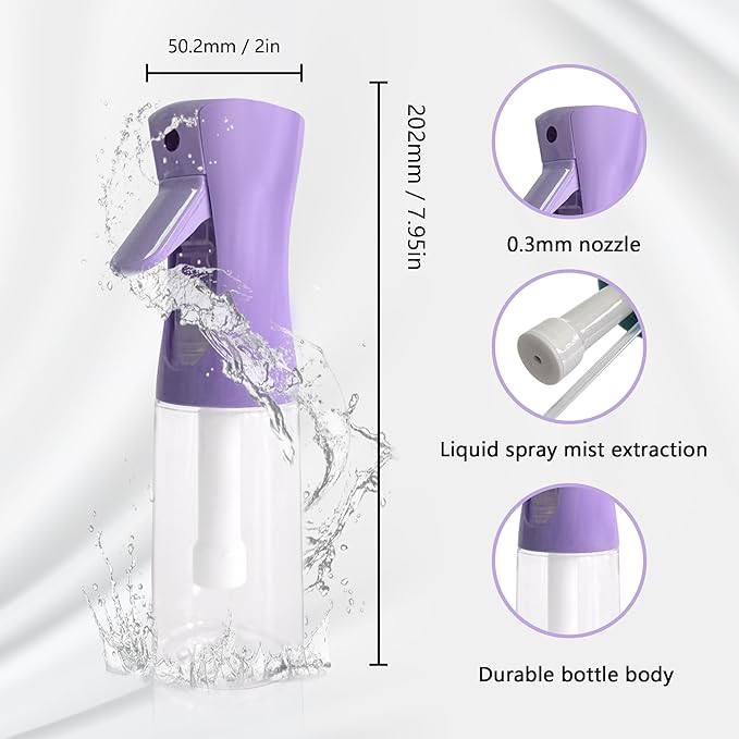 Spray Bottle for Hair Continuous Ultra Fine Mist (200ml) 360° Multi Spray Bottle for Plants, Cleaning, Skin Care Leakproof & Durable 1 Pack