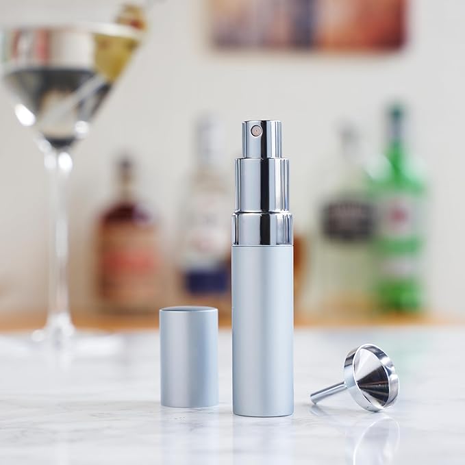 True Martini Atomizer Bar Mister, 15ml Capacity Vermouth Sprayer for the Perfect Dry Martini, Cocktail Mist Sprayer for Whiskey, Absinthe, Bitters & Aromatics, Refillable Glass Canister with Funnel