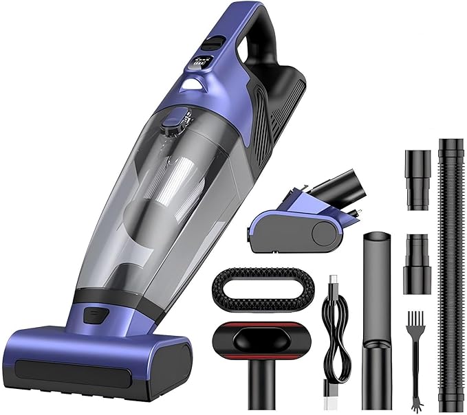 HOMEFISH Handheld Vacuum Pet Hair Cordless 10400mah High Power Car Couch Vacuum Rechargeable Portable Hand Held Vacuum Cleaner Machine for Car Home Office & Pet