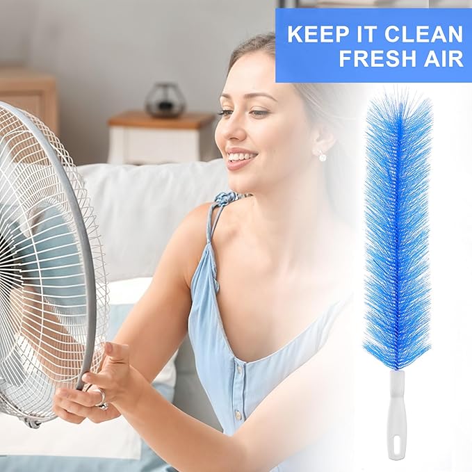 Yuanchu 2 Pcs Fan Cleaner Brushes, Bendable Fan Cleaning Brush Cobweb Duster Set Microfiber Head Washable Brush for Ceiling Fan Air Vents Curtains Cars Box Fan(Blue)