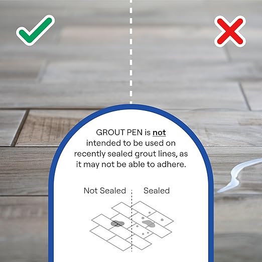 Grout Pen Tile Paint Marker: Waterproof Grout Paint, Tile Grout Colorant and Sealer Pen - Winter Grey, Narrow 5mm Tip (7mL)