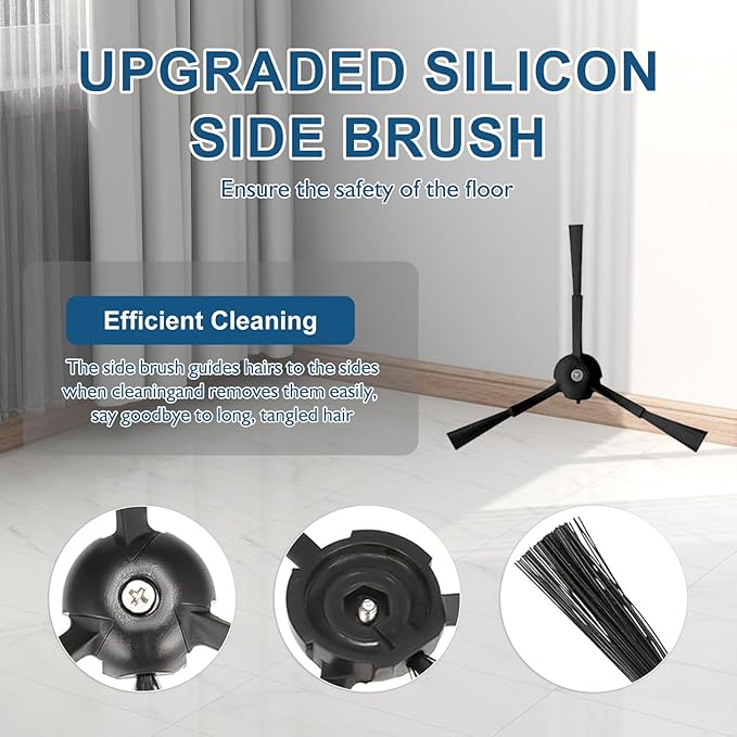 MIXEAL Q5 Max+ Replacement Parts for Roborock Q5 Max+,Q5 DuoRoller+, Q8 Max+ /Q8 Max,Q5 Pro+ /Q5 Pro Vacuum Cleaner,1 set Main Brush,2 HEPA Filters,4 Side Brushes,4 Dust Bags