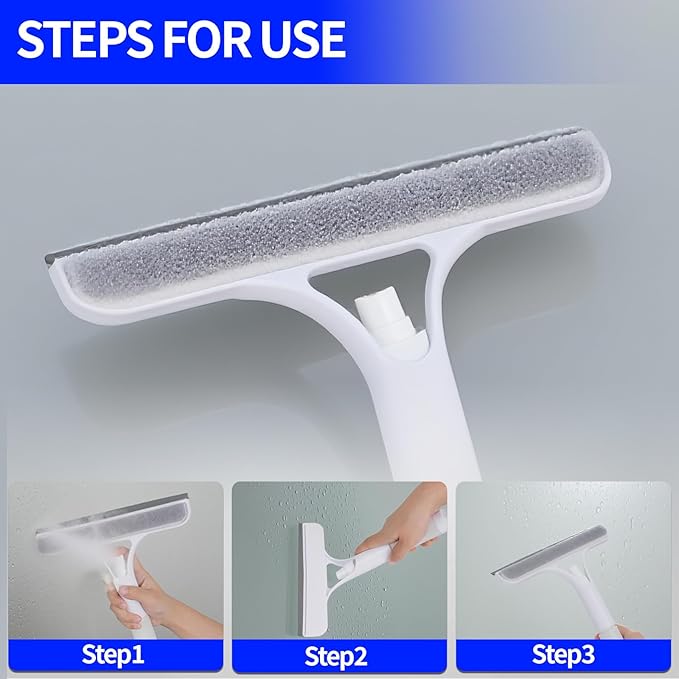 3 in 1 Squeegee for Shower Glass, Window Squeegee with Sprayer 3 in 1 WindowSqueegee Cleaner, Spray WindowSqueegee Cleaner Tool for Car, Home, Kitchen Window