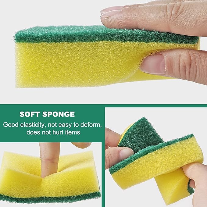 Individually Wrapped Sponges, Kitchen Dishwashing Sponge Bulk, Non Scratch Dishes Scouring Pad Dishcloth, Odor-Free Sponge Wipes for Household Cleaning Dishes Travel Apartments (40 Pack)