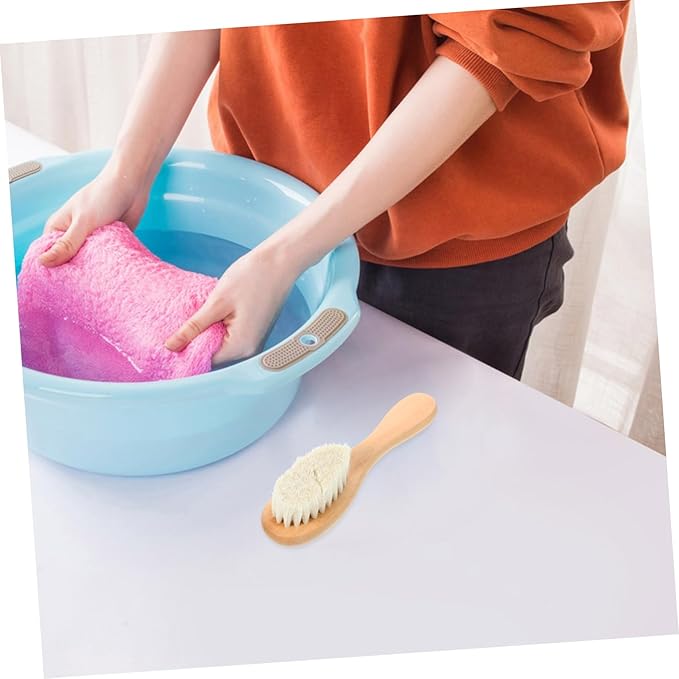 Boar Bristle Laundry Scrub Brush for Delicate Fabrics Soft Cleaning Brush for Stains for Cotton and Linen Clothing
