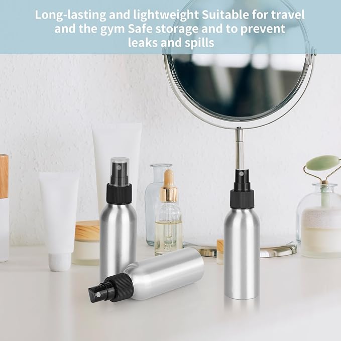 20 Pack Aluminum Spray Bottles 4 oz Small Refillable Spray Bottles Bulk Fine Mist Empty Sprays Bottle for Travel, Essential Oils, Sliver