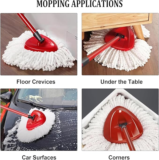 Yeeson Spin Mop Replacement Head, 8 Pack Mop Refill Compatible with Ocedar Triangle Swivel Mops for House Cleaning and Floor Mopping