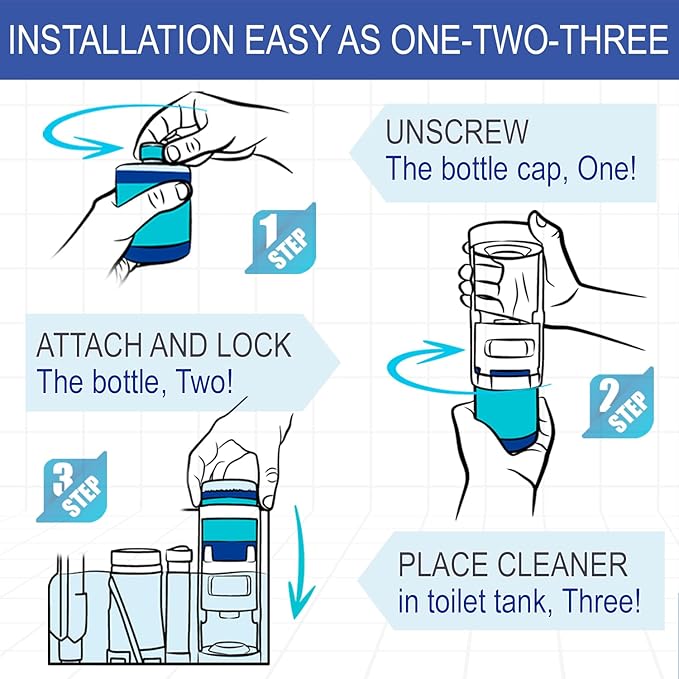 eHouse Automatic Toilet Bowl Cleaner with Refill — Antibacterial Flush-Activated Cleaning System, Long-Lasting Performance & Fresh Lemon Scent