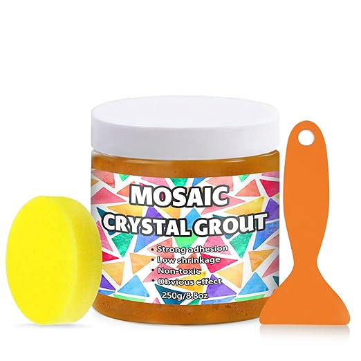OOTDART Mosaic Crystal Grout, Mosaics Tile Tools, Mosaic Tile Accessories – Essential for Handmade Grouting and Perfect for DIY Craft Projects (Orange, 8.8oz)