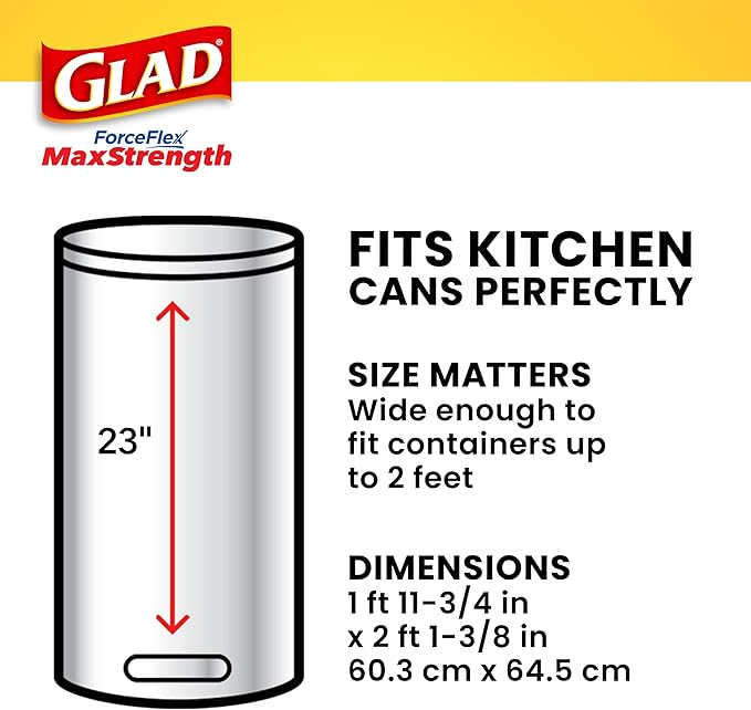 Glad Tall Kitchen Trash Bags 13 Gallon, MaxStrength Eucalyptus and Peppermint Garbage Bags, Drawstring, 90 Count