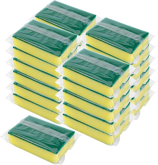 Individually Wrapped Sponges, Kitchen Dishwashing Sponge Bulk, Non Scratch Dishes Scouring Pad Dishcloth, Odor-Free Sponge Wipes for Household Cleaning Dishes Travel Apartments (50 Pack)