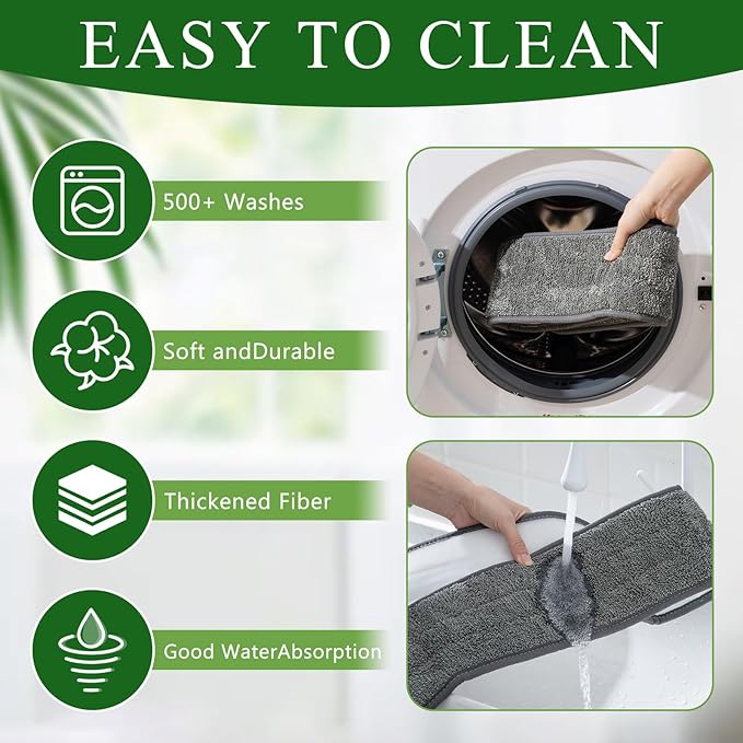 LOYIM 3 Pcs Large 48 Inch Commercial Replacement Microfiber Pads Reusable Wrestling Wet Mop Refill Pads for Flat Mop Frames Wet and Dry Use (Micronfiber & Cotton,Grey)