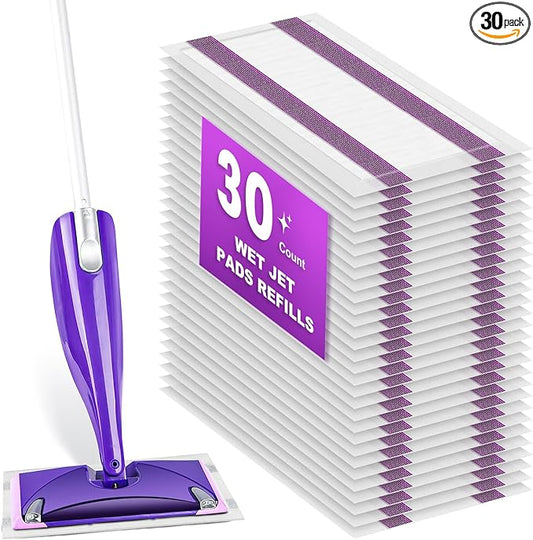 Pure Realm 30 Count, Compatible with Swiffer WetJet Hardwood Floor Cleaner Spray Mop Pad Refill, Bathroom Cleaning Supplies, Hardwood Floor Cleaner, Multi Surface