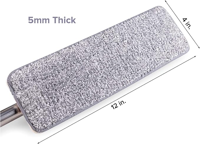 Micro Flat Mop 3-Pack Mop Replacement Head Refills - Microfiber Cleaning Pad - Use Wet or Dry - Reusable and Machine Washable Floor Mop Pads (3-Pack)