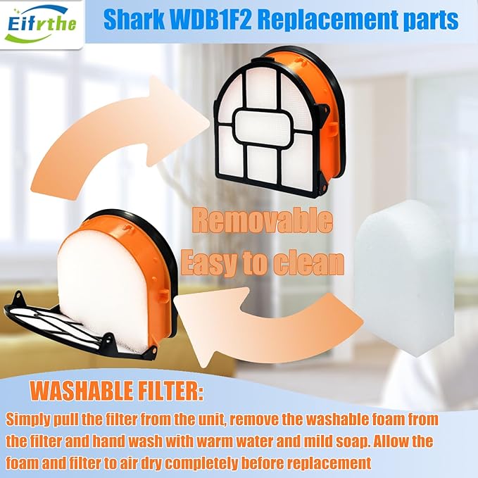 WDB1F2 Replacement Brushroll & Filte Bundle for Shark HydroVac WD101 WD201 WD100 WD200 AW201 WD200C WD201C WD101C AW261 wd160 XL 3-in-1 vacuum cleaner, compare parts WDB1, WDB2, WDFF1, WDFF2, WDB1F2