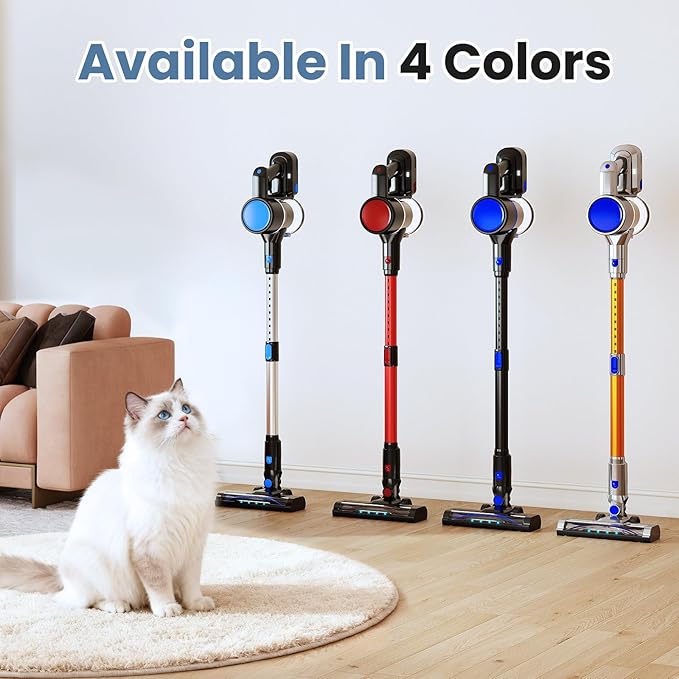 NEWBULIG Cordless Vacuum Cleaner, Lightweight Stick Vacuum for Home with Anti-Tangle and LED Lights, Powerful Rechargeable Wireless Cleaners for Hardwood Floors Carpet Pet Hair