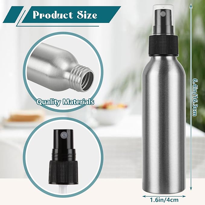24PCS Aluminum Spray Bottle 4 oz Metal Mist Spray Bottle, Stainless Steel Spray Bottles 4 oz for Liquids Cosmetic Perfume Storage