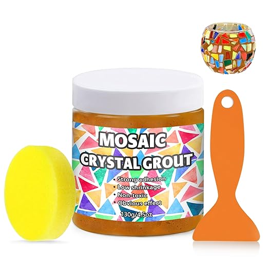 OOTDART Mosaic Crystal Grout, Mosaics Tile Tools, Mosaic Tile Accessories – Essential for Handmade Grouting and Perfect for DIY Craft Projects (Orange, 4.5oz)
