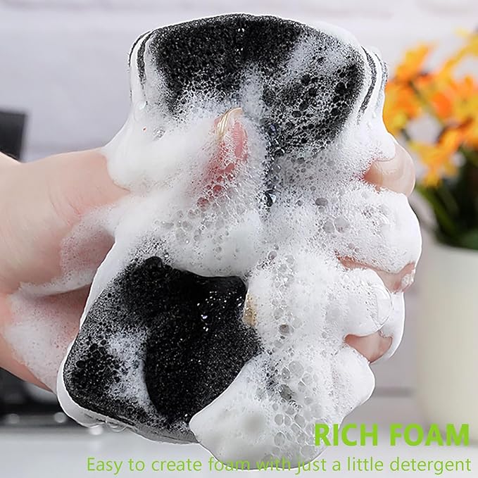 Kitchen Cleaning Sponges, 6 Pack Heavy Duty Scrub Sponges Cleans Fast Non-Scratch Sponge for Washing Dishes and Cleaning Kitchen (Black)