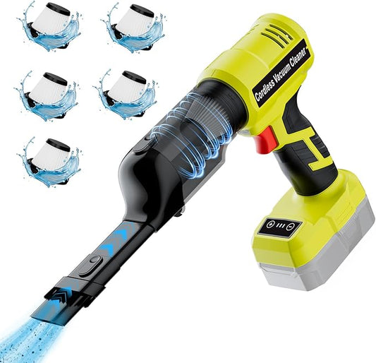 YEX-BUR Cordless Handheld Vacuum for Ryobi 18V Battery(Tool Only), 240W Powerful Car Vacuum with Brushless Motor, 3-Speed, 5 Filters, Portable Vacuum Cleaner for Home Office Car Pet