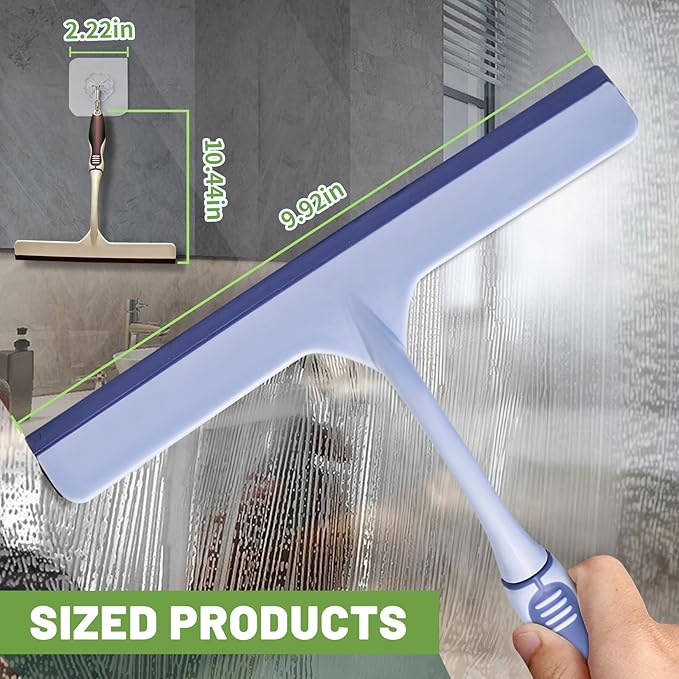 ENGZWHUAN Hanging Rubber Squeegee with Hook, Multipurpose Shower Squeegee for Glass Doors (Premium Version)
