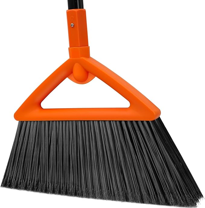 SZJYHQY Outdoor Indoor Broom, Brooms for Sweeeping Indoor, Heavy-Duty Kitchen Broom with Long Pole, Angle Broom Orange for Garages Restaurant Courtyard Office Slidewalk Lobby Sweep Dust