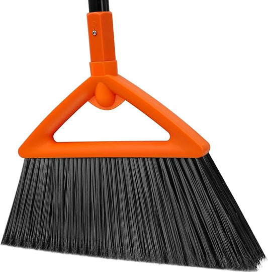 SZJYHQY Outdoor Indoor Broom, Brooms for Sweeeping Indoor, Heavy-Duty Kitchen Broom with Long Pole, Angle Broom Orange for Garages Restaurant Courtyard Office Slidewalk Lobby Sweep Dust