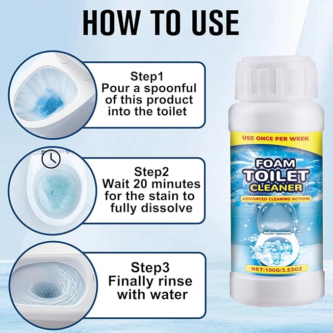 2Pcs Foam Toilet Cleaner, 2025 Upgrade Powerful Toilet Bowl Cleaner, Advanced Home Bathroom Cleaning Solution, Bowl Cleaners for Toilets Squatting Pans, Deep Cleaning