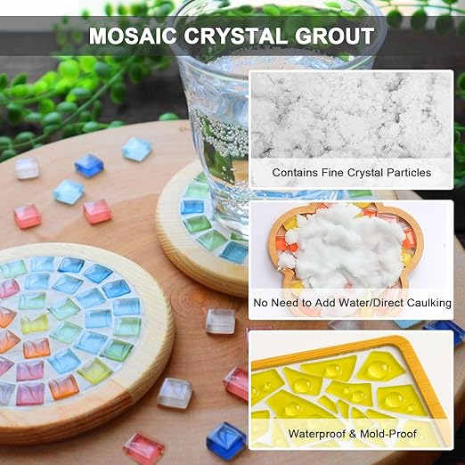 WAN2TLK Mosaic Crystal Grout Kit, Mosaic Tile Accessories, No Water Needed, Fast-Drying, Essential for Handmade Grouting, Mosaic Crystal Sealant for All Tiles & Surfaces