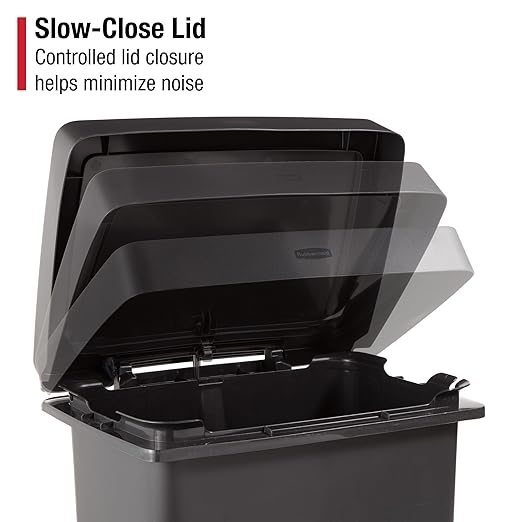Rubbermaid High-Capacity Step-On Trash Can, 19 Gallon, Single or Dual Stream Trash or Recycling, Charcoal, Stainless-Steel Pedal, for Home/Kitchen/Garage/Apartment