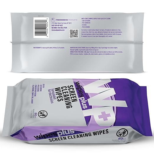 WIPESPLUS Screen Cleaning Wipes Electronic Cleaning Wipes with Alcohol for Home and Business, 1200 Count, (24 Packs of 50)