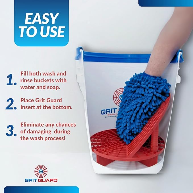 Grit Guard The Original Bucket Insert with Washboard Combo | Removes Dirt from Wash Mitt for Detailing | Car Wash Bucket Insert & Washboard | Black/White