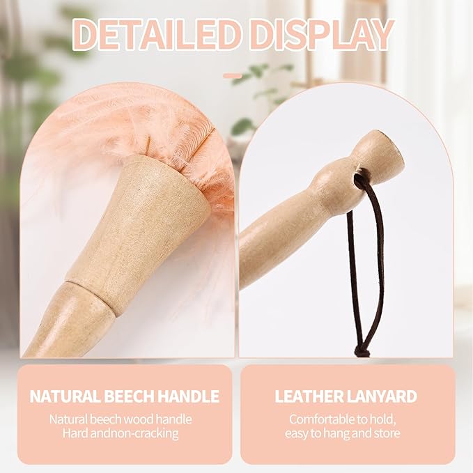 MehelloFeather Ostrich Feather Duster 12 Inch Handheld Duster Supplies, Wooden Handle Feather Duster for Cleaning Keyboard Home Car Office (Champagne 5Pcs)